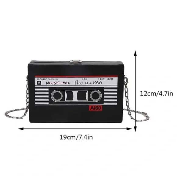 NWT Bloggers Favorite black faux-leather mix tape crossbody bag new with tags - Picture 3 of 4